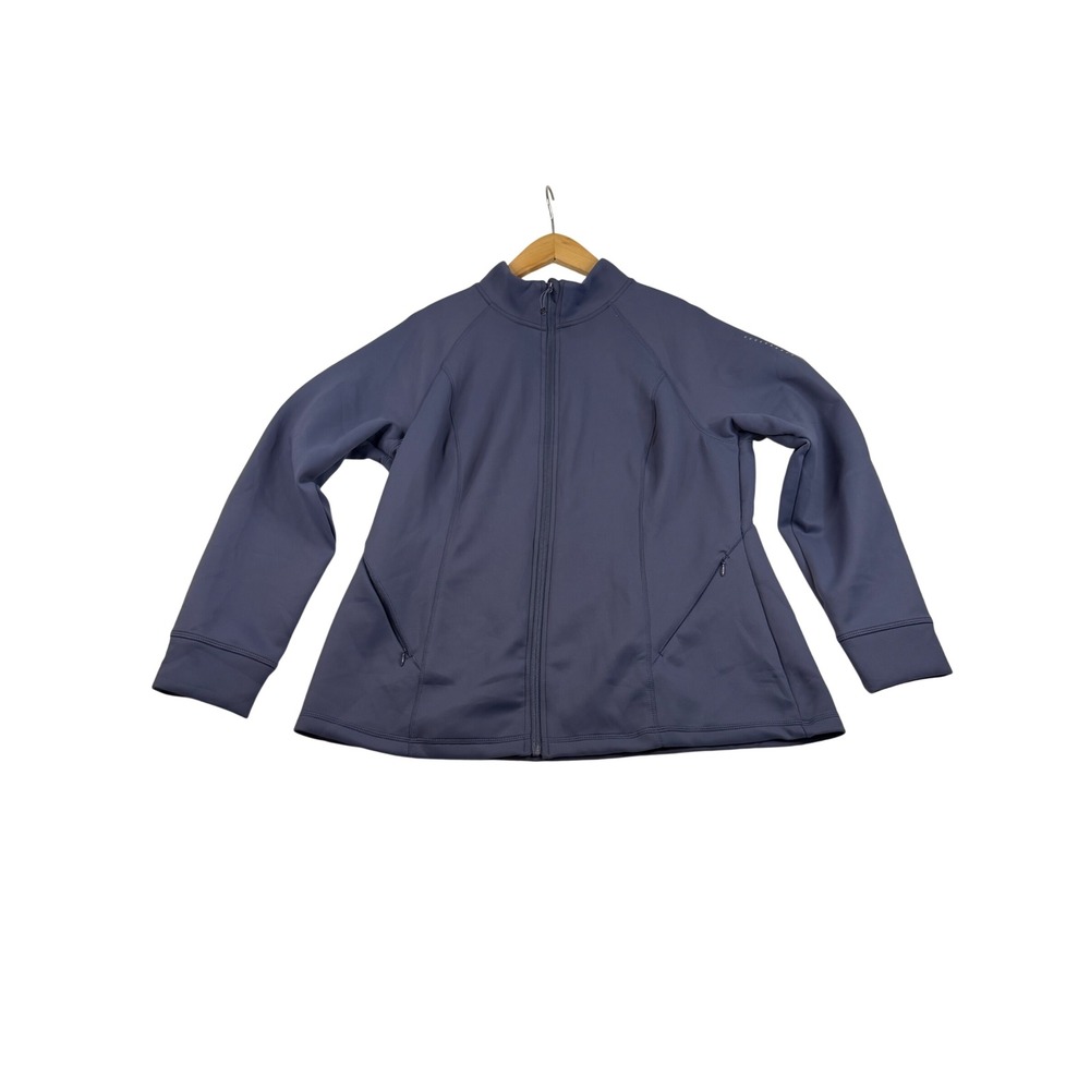 32 Degrees Heat Womens Jacket Blue Full Zip Mock Neck Activewear Stretch Large